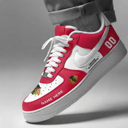 [SUPER SALE] NEW CUSTOMIZED NHL08 CBH CHICAGO BLACKHAWKS AF1 SHOES