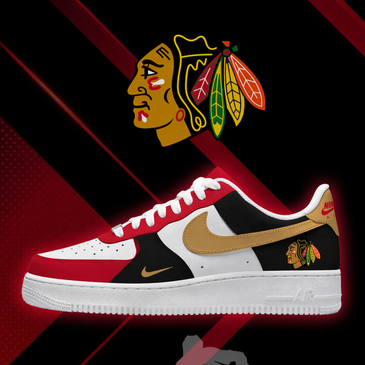 LIMITED EDITION - NEW CUSTOMIZED NHL08 CBH CHICAGO BLACKHAWKS AF1 SHOES