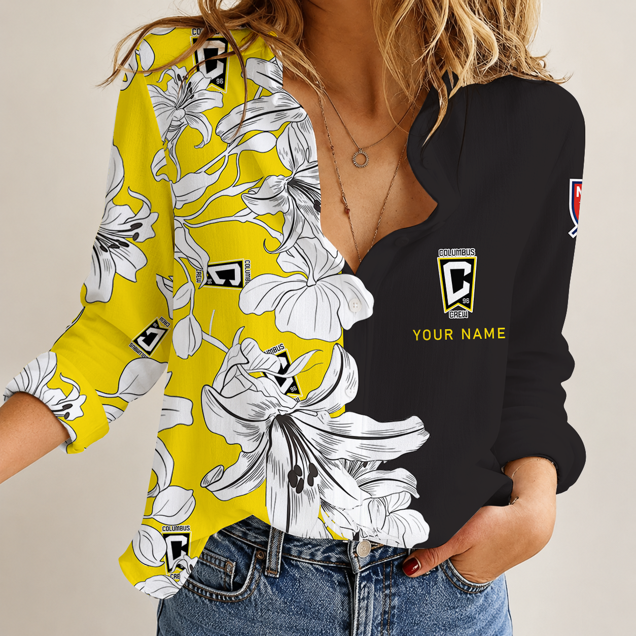[FAN EXCLUSIVE] NEW CUSTOMIZED MLS08 CLC COLUMBUS CREW WOMEN CASUAL SHIRT