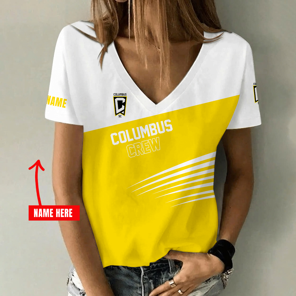[FAN EXCLUSIVE] NEW CUSTOMIZED MLS08 CLC COLUMBUS CREW V-NECK FEMALE SHIRT