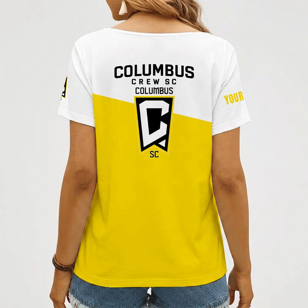[FAN EXCLUSIVE] NEW CUSTOMIZED MLS08 CLC COLUMBUS CREW V-NECK FEMALE SHIRT