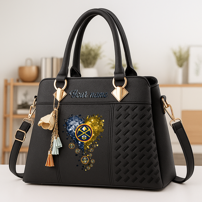 LIMITED EDITION - NEW CUSTOMIZED NBA08 DNU DENVER NUGGETS ZIP HANDBAG MULTICOLOR