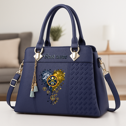 LIMITED EDITION - NEW CUSTOMIZED NBA08 DNU DENVER NUGGETS ZIP HANDBAG MULTICOLOR