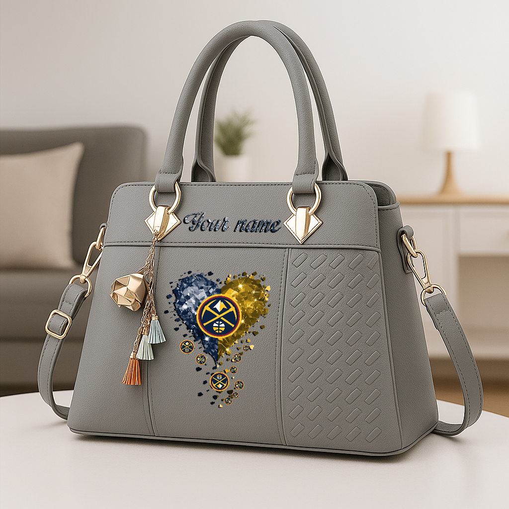 LIMITED EDITION - NEW CUSTOMIZED NBA08 DNU DENVER NUGGETS ZIP HANDBAG MULTICOLOR