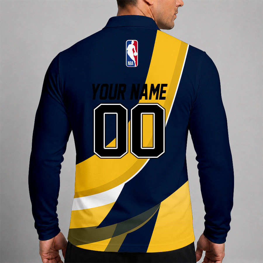 [HOT DEAL] NEW CUSTOMIZED NBA08 DNU DENVER NUGGETS MEN LONG SLEEVE POLO