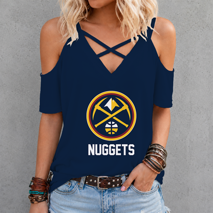 LIMITED EDITION - NEW CUSTOMIZED NBA08 DNU DENVER NUGGETS CRISS CROSS V-NECK TOP