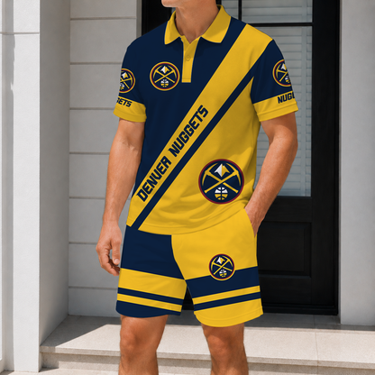 LIMITED EDITION - NEW CUSTOMIZED NBA08 DNU DENVER NUGGETS POLO SHIRT & SHORT PANTS SET
