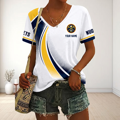 FINAL SALE - NEW CUSTOMIZED NBA08 DNU DENVER NUGGETS V-NECK FEMALE SHIRT