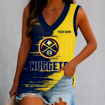 FINAL SALE - NEW CUSTOMIZED NBA08 DNU DENVER NUGGETS WOMEN'S V-NECK TANK TOP