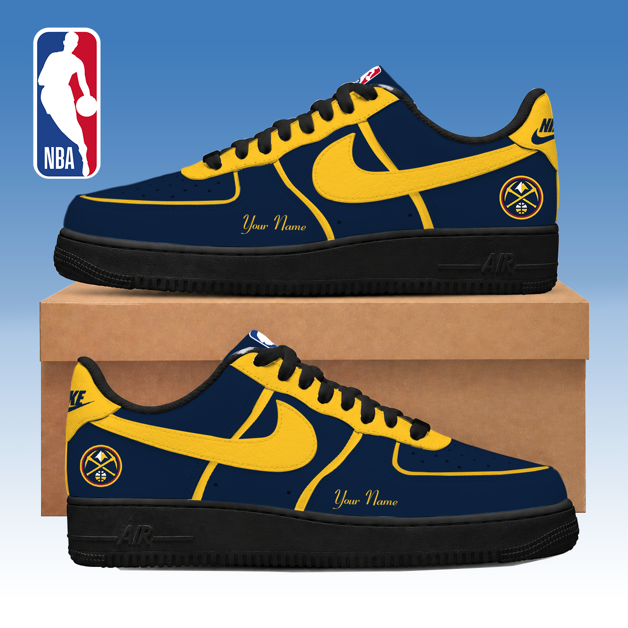 LIMITED EDITION - NEW CUSTOMIZED NBA08 DNU DENVER NUGGETS AF1 SNEAKERS
