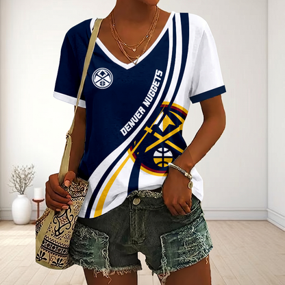 LIMITED EDITION - NEW CUSTOMIZED NBA08 DNU DENVER NUGGETS V-NECK FEMALE SHIRT