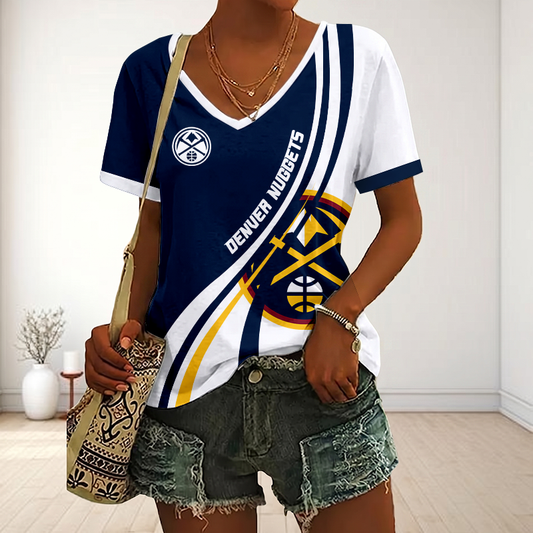 LIMITED EDITION - NEW CUSTOMIZED NBA08 DNU DENVER NUGGETS V-NECK FEMALE SHIRT