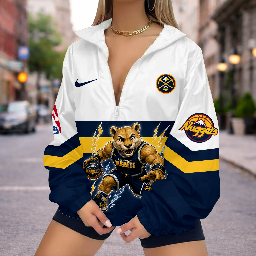 VIRAL EDITION - NEW CUSTOMIZED NBA08 DNU DENVER NUGGETS V-NECK ZIPPER SWEATSHIRT JACKET