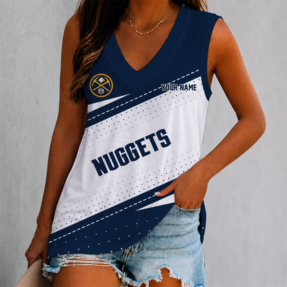 VIRAL EDITION - NEW CUSTOMIZED NBA08 DNU DENVER NUGGETS WOMEN'S V-NECK TANK TOP