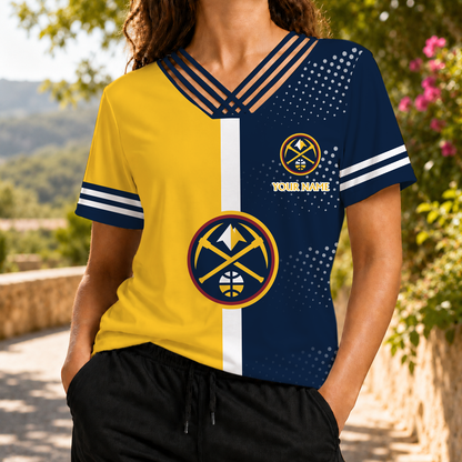 LIMITED EDITON - NEW CUSTOMIZED NBA08 DNU DENVER NUGGETS V-NECK SHIRT