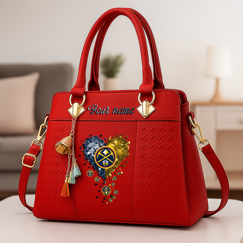 LIMITED EDITION - NEW CUSTOMIZED NBA08 DNU DENVER NUGGETS ZIP HANDBAG MULTICOLOR