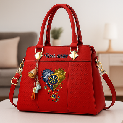 LIMITED EDITION - NEW CUSTOMIZED NBA08 DNU DENVER NUGGETS ZIP HANDBAG MULTICOLOR