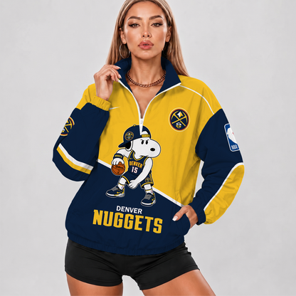 [HOT DEAL] NEW CUSTOMIZED NBA08 DNU DENVER NUGGETS V-NECK ZIPPER SWEATSHIRT JACKET