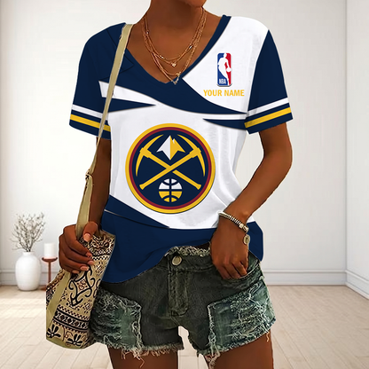 LIMITED EDITION - NEW CUSTOMIZED NBA08 DNU DENVER NUGGETS V-NECK FEMALE SHIRT