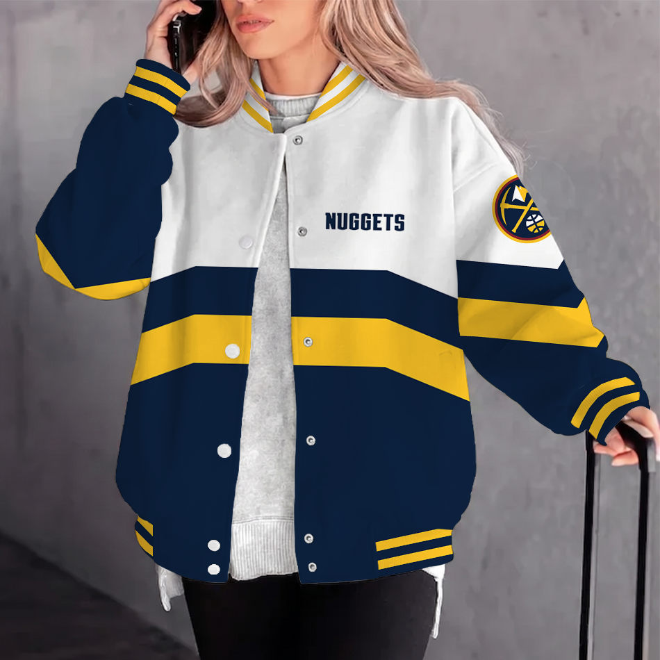 [HOT DEAL] NEW CUSTOMIZED NBA08 DNU DENVER NUGGETS BASEBALL JACKET, SATIN VARSITY JACKET