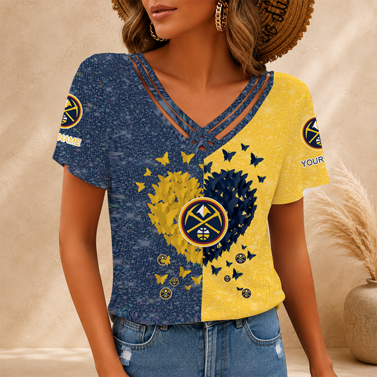LIMITED EDITION - NEW CUSTOMIZED NBA08 DNU DENVER NUGGETS V-NECK SHIRT