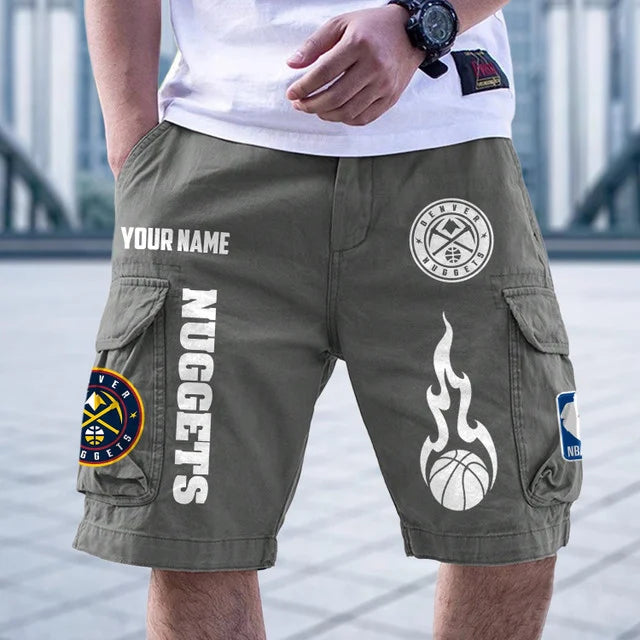 [HOT DEAL] NEW CUSTOMIZED NBA08 DNU DENVER NUGGETS CARGO SHORTS
