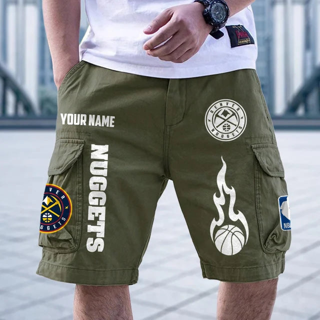 [HOT DEAL] NEW CUSTOMIZED NBA08 DNU DENVER NUGGETS CARGO SHORTS