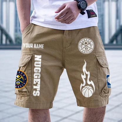 [HOT DEAL] NEW CUSTOMIZED NBA08 DNU DENVER NUGGETS CARGO SHORTS