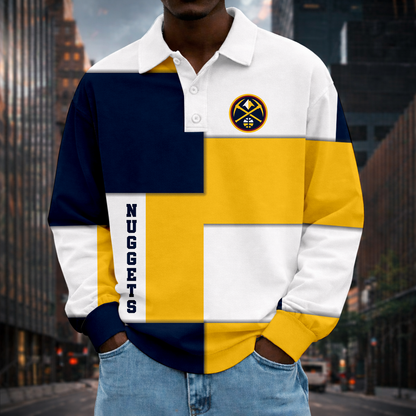 LIMITED EDITION - NEW CUSTOMIZED NBA08 DNU DENVER NUGGETS MEN LONG SLEEVE POLO