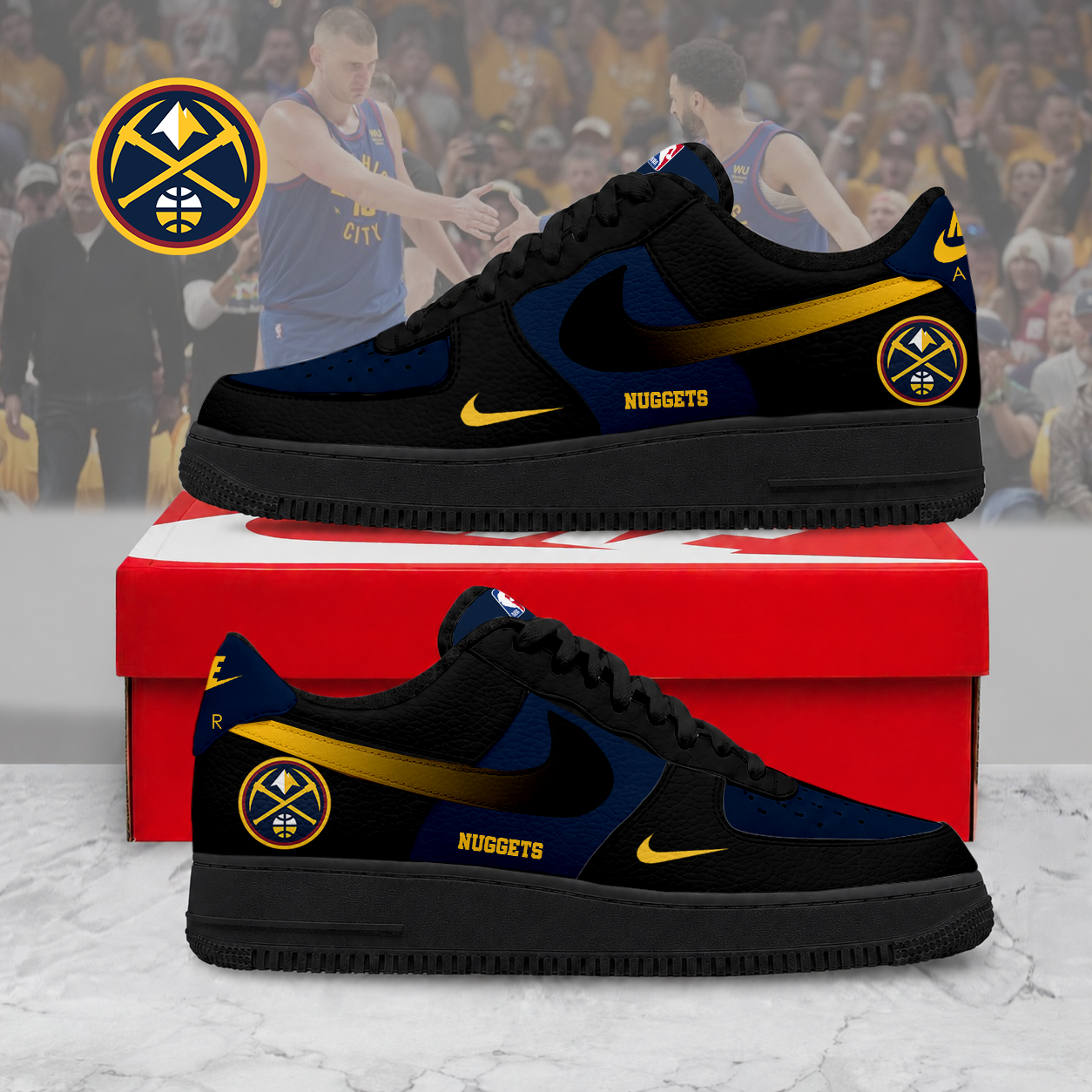 LIMITED EDITION - NEW CUSTOMIZED NBA08 DNU DENVER NUGGETS AF1 SNEAKERS