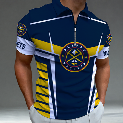 [HOT DEAL] NEW CUSTOMIZED NBA08 DNU DENVER NUGGETS ZIP POLO SHIRT