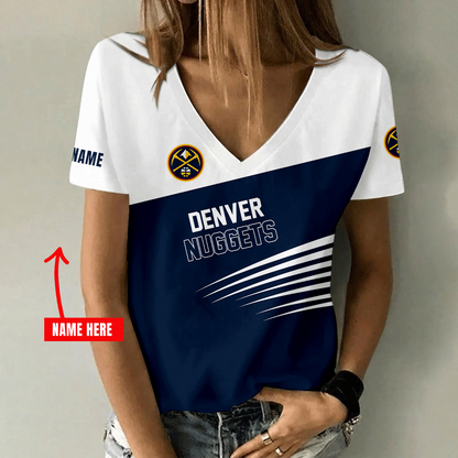 [HOT DEAL] NEW CUSTOMIZED NBA08 DNU DENVER NUGGETS V-NECK FEMALE SHIRT