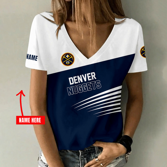 [HOT DEAL] NEW CUSTOMIZED NBA08 DNU DENVER NUGGETS V-NECK FEMALE SHIRT