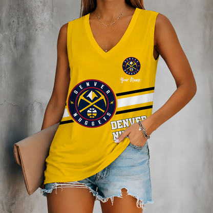 [HOT DEAL] NEW CUSTOMIZED NBA08 DNU DENVER NUGGETS WOMEN'S V-NECK TANK TOP