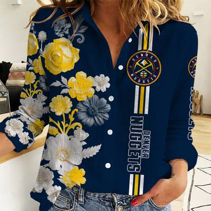 LIMITED EDITION - NEW CUSTOMIZED NBA08 DNU DENVER NUGGETS BASKETBALL ASSOCIATION WOMEN CASUAL SHIRT FOR FAN