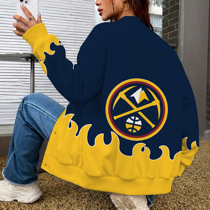 LIMITED EDITION - NEW CUSTOMIZED NBA08 DNU DENVER NUGGETS BASEBALL JACKET, SATIN VARSITY JACKET