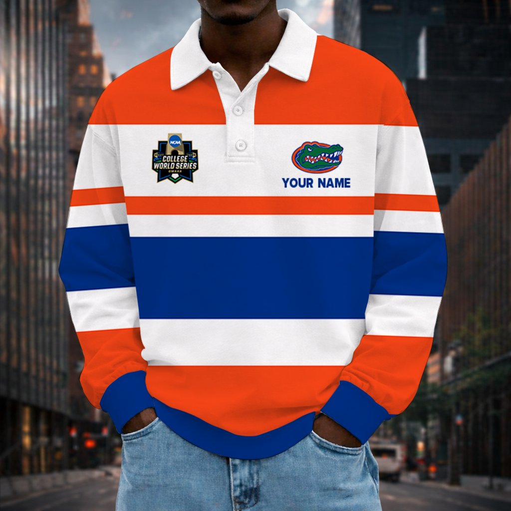 LIMITED EDITION - NEW CUSTOMIZED NCAA CWS08 FLG FLORIDA GATORS UNISEX LONG SLEEVE POLO