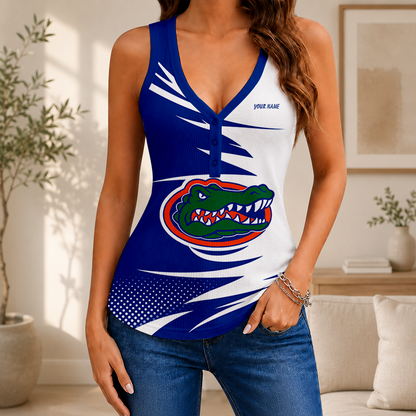 [FAN FAVORITE] NEW CUSTOMIZED NCAA CWS08 FLG FLORIDA GATORS WOMEN'S V-NECK TANK TOP