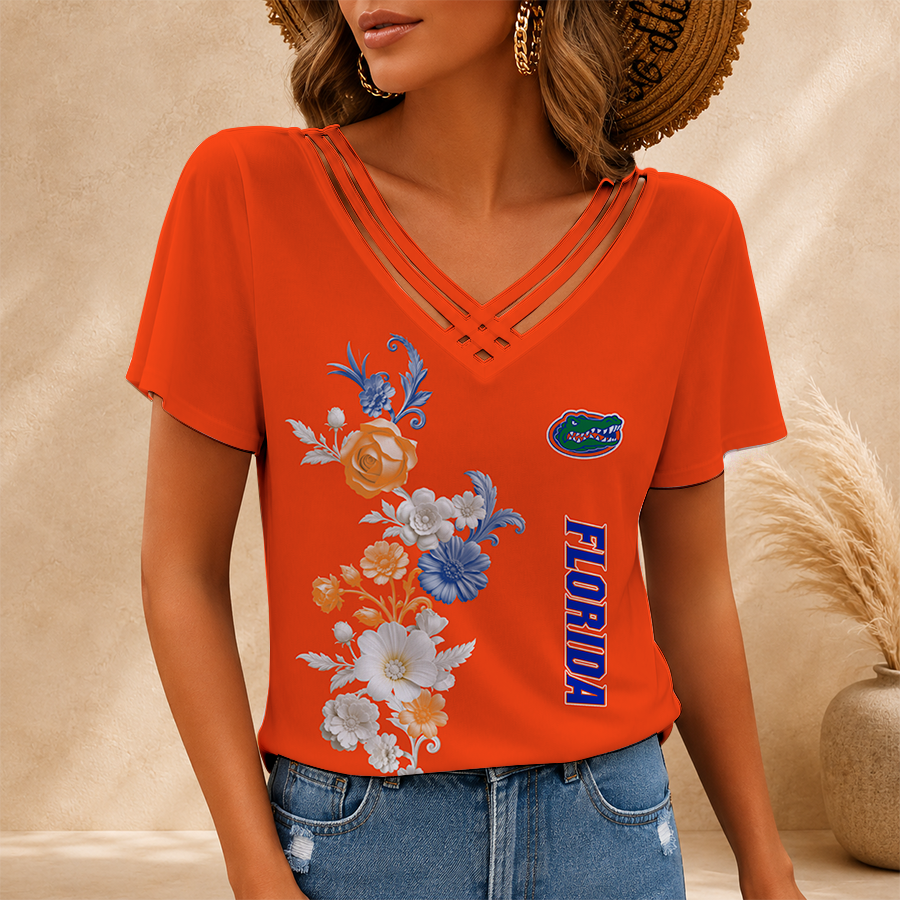 [FAN FAVORITE] NEW CUSTOMIZED NCAA CWS08 FLG FLORIDA GATORS V-NECK SHIRT