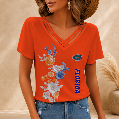 [FAN FAVORITE] NEW CUSTOMIZED NCAA CWS08 FLG FLORIDA GATORS V-NECK SHIRT
