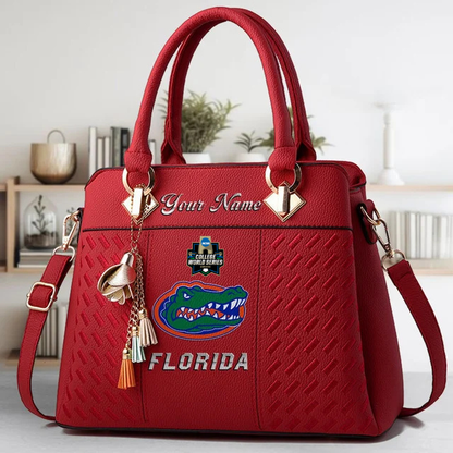 LIMITED EDITION - NEW CUSTOMIZED NCAA CWS08 FLG FLORIDA GATORS ZIP HANDBAG MULTICOLOR