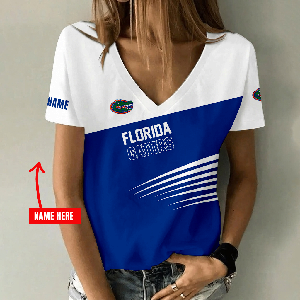[FAN FAVORITE] NEW CUSTOMIZED NCAA CWS08 FLG FLORIDA GATORS V-NECK FEMALE SHIRT