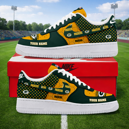 LIMITED EDITION - NEW CUSTOMIZED NFL08 GBP GREEN BAY PACKERS AF1 SNEAKERS