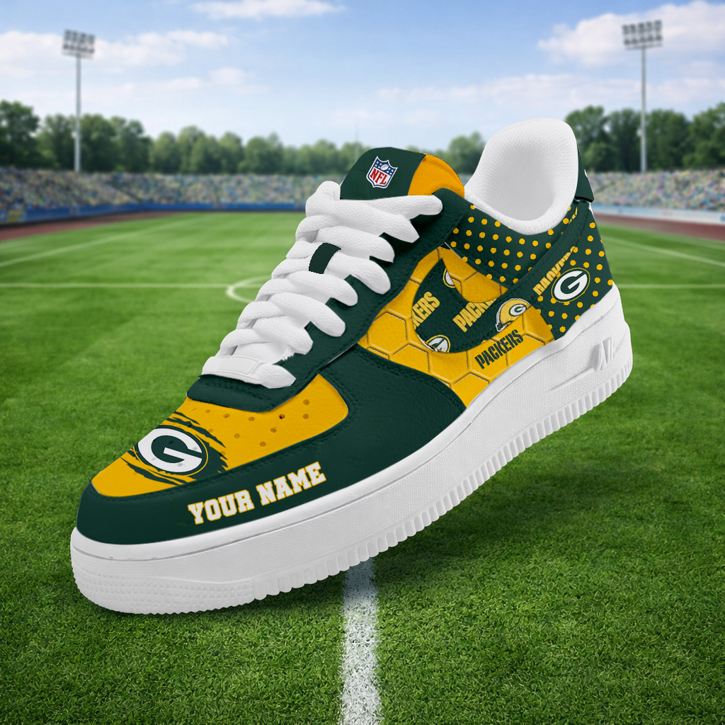 LIMITED EDITION - NEW CUSTOMIZED NFL08 GBP GREEN BAY PACKERS AF1 SNEAKERS