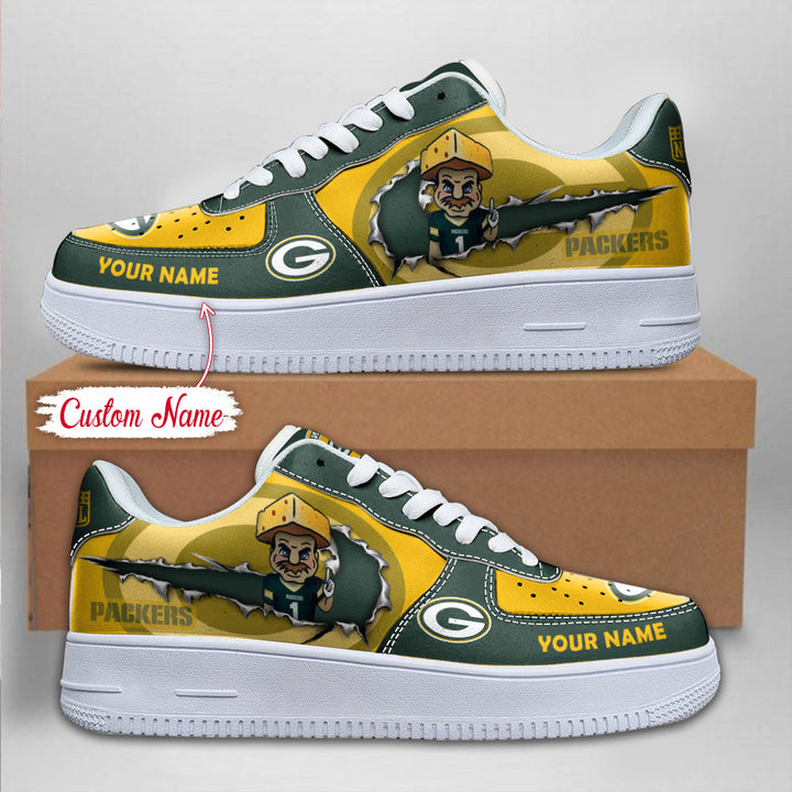 LIMITED EDITION - NEW CUSTOMIZED NFL08 GBP GREEN BAY PACKERS AF1 SNEAKERS