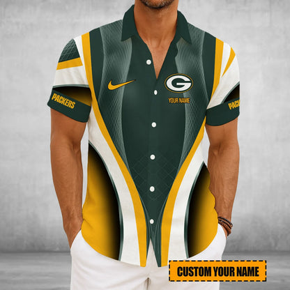 LIMITED EDITION - NEW CUSTOMIZED NFL08 GBP GREEN BAY PACKERS SHORT SLEEVE BUTTON-UP SHIRT