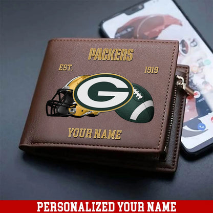 LIMITED EDITION - NEW CUSTOMIZED NFL08 GBP GREEN BAY PACKERS LEATHER WALLET