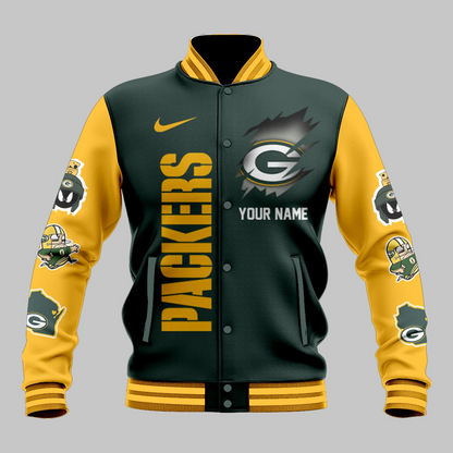 LIMITED EDITION - NEW CUSTOMIZED NFL08 GBP GREEN BAY PACKERS BASEBALL JACKET
