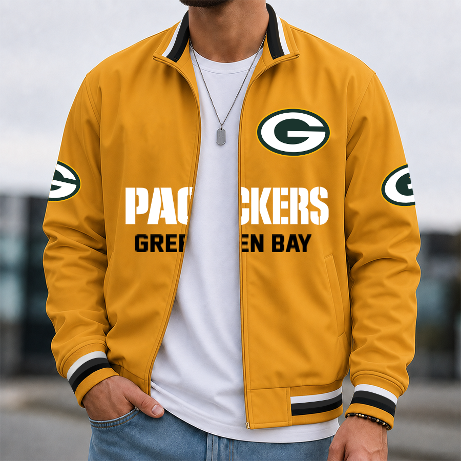 [SPECIAL OFFER] NEW CUSTOMIZED NFL08 GBP GREEN BAY PACKERS MEN'S CASUAL JACKET