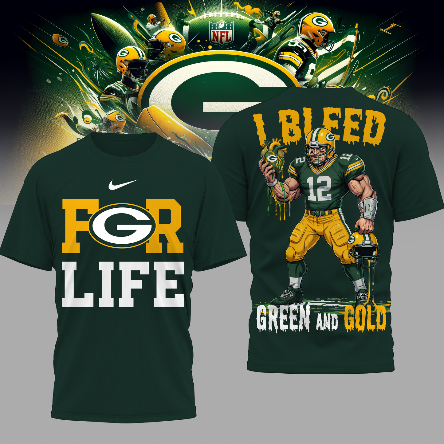 LIMITED EDITION - NEW CUSTOMIZED NFL08 GBP GB PACKERS UNISEX T-SHIRT, POLO & HOODIE